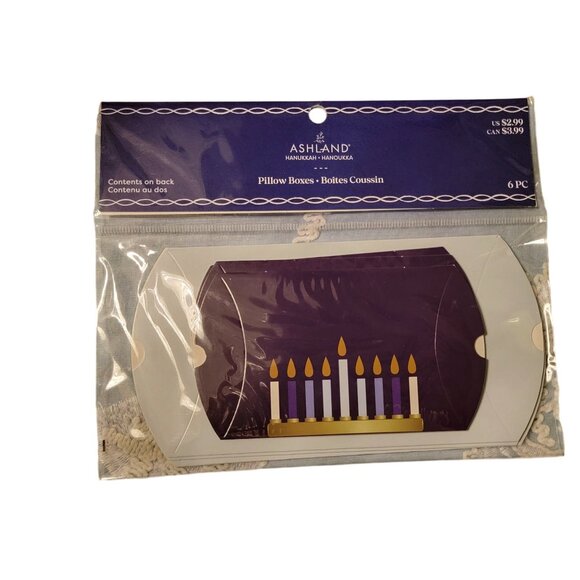 Hanukkah Pillow Boxes Set Of 6 By Ashland With Candle Design For Gifting & Celeb - Picture 1 of 2